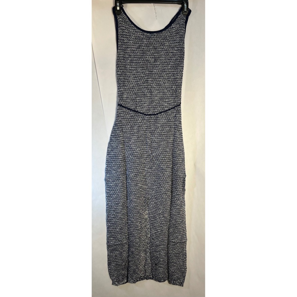 Womans Backless Halter Midi Bodycon Sexy Knit Dress Swim Coverup Navy Size Small - Picture 2 of 9
